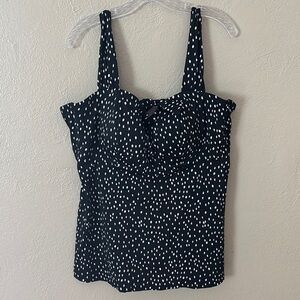 Women’s Plus Size Swimsuits for All Tankini Top, Black/White Polka Dot, Size 22